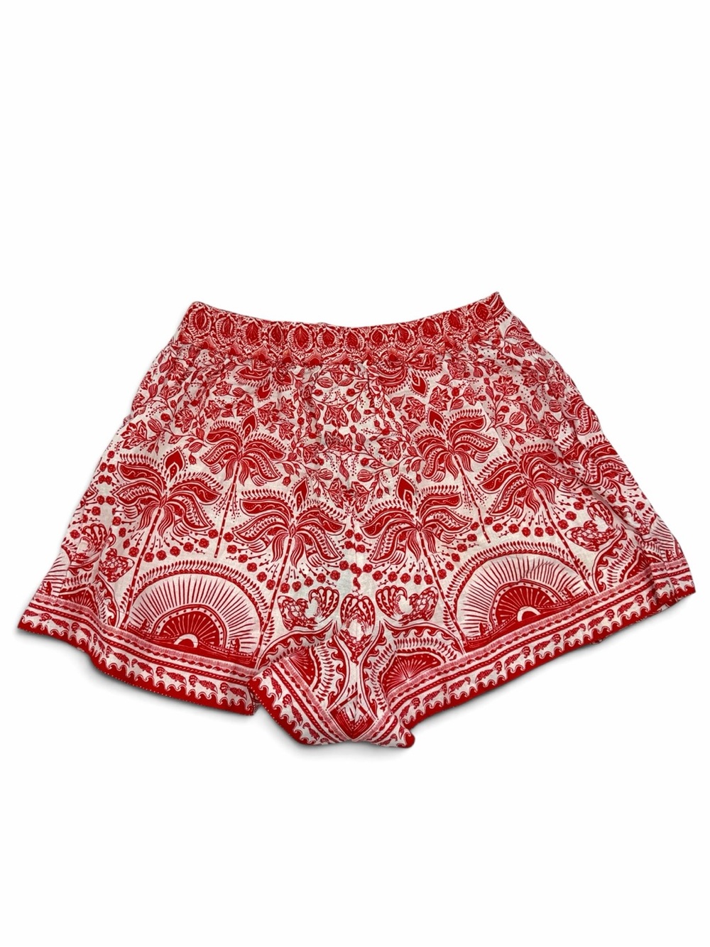 NWT Farm Rio River Ride Red Tie-Waist Linen Blend Shorts Beaded Fringe Size S - Picture 3 of 16